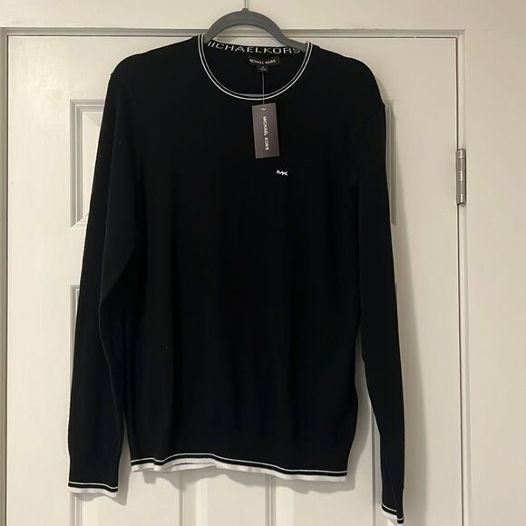 Michael Kors Other - NWT Michael Kors Black Cotton Crewneck MK Logo Sweater - M